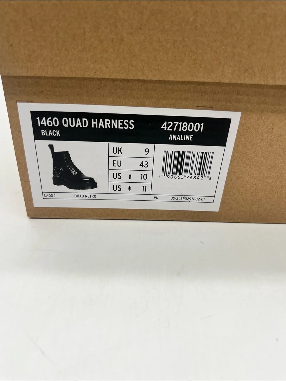 Dr. Martens 1460 Quad Harness Men’s Sz 10 Black Leather Platform Ankle Boots.